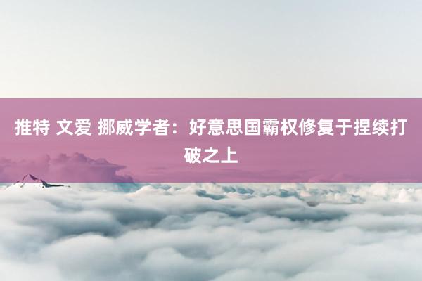 推特 文爱 挪威学者：好意思国霸权修复于捏续打破之上