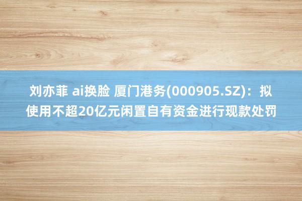 刘亦菲 ai换脸 厦门港务(000905.SZ)：拟使用不超20亿元闲置自有资金进行现款处罚