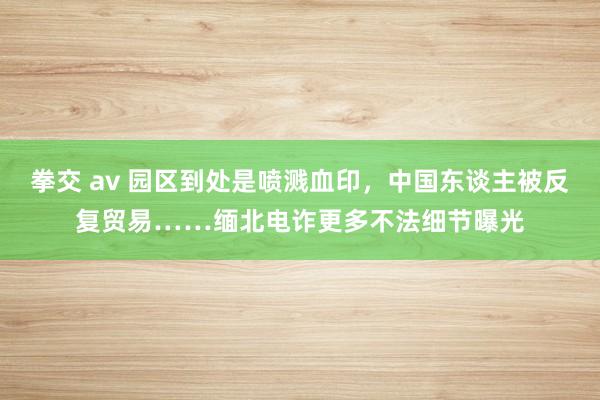 拳交 av 园区到处是喷溅血印，中国东谈主被反复贸易……缅北电诈更多不法细节曝光