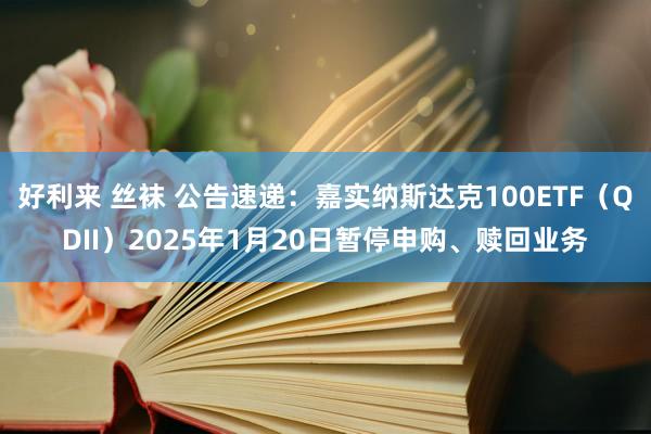 好利来 丝袜 公告速递：嘉实纳斯达克100ETF（QDII）2025年1月20日暂停申购、赎回业务