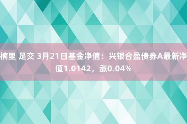 楠里 足交 3月21日基金净值：兴银合盈债券A最新净值1.0142，涨0.04%