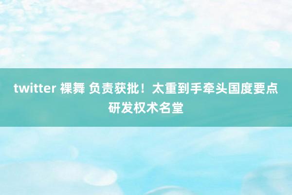 twitter 裸舞 负责获批！太重到手牵头国度要点研发权术名堂