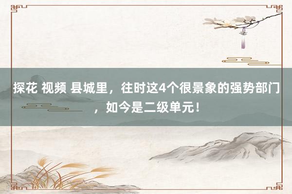 探花 视频 县城里，往时这4个很景象的强势部门，如今是二级单元！