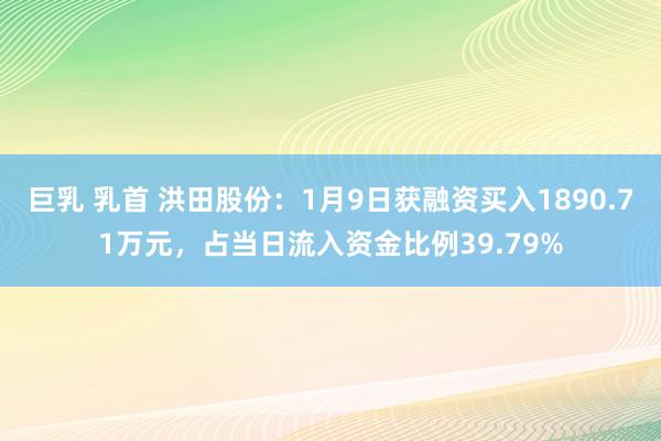 巨乳 乳首 洪田股份：1月9日获融资买入1890.71万元，占当日流入资金比例39.79%