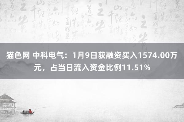 猫色网 中科电气：1月9日获融资买入1574.00万元，占当日流入资金比例11.51%