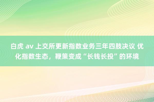 白虎 av 上交所更新指数业务三年四肢决议 优化指数生态，鞭策变成“长钱长投”的环境
