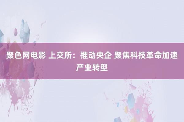 聚色网电影 上交所：推动央企 聚焦科技革命加速产业转型