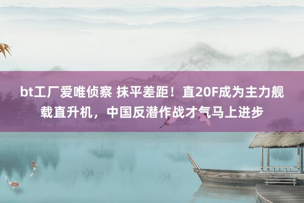 bt工厂爱唯侦察 抹平差距！直20F成为主力舰载直升机，中国反潜作战才气马上进步