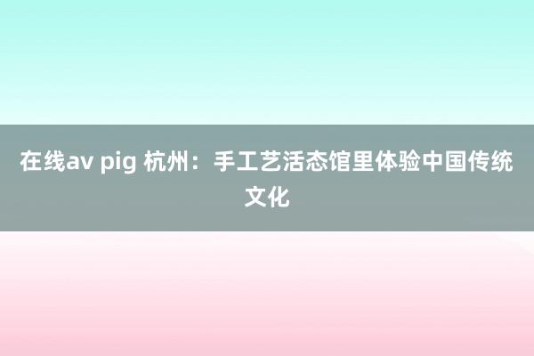 在线av pig 杭州：手工艺活态馆里体验中国传统文化