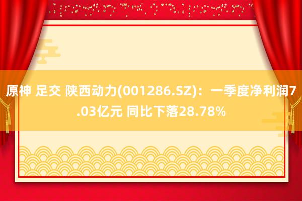 原神 足交 陕西动力(001286.SZ)：一季度净利润7.03亿元 同比下落28.78%