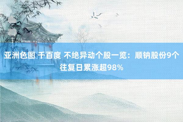 亚洲色图 千百度 不绝异动个股一览：顺钠股份9个往复日累涨超98%