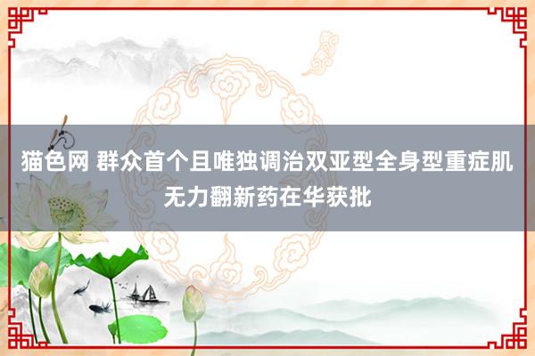 猫色网 群众首个且唯独调治双亚型全身型重症肌无力翻新药在华获批
