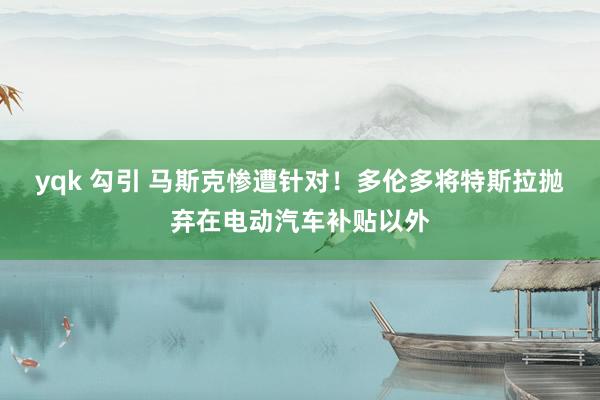 yqk 勾引 马斯克惨遭针对！多伦多将特斯拉抛弃在电动汽车补贴以外